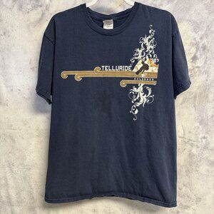 Telluride Colorado Snowboard T Shirt Mens Large Blue Short Sleeve